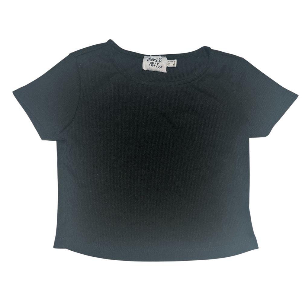Princess Polly‎ Black Cropped Ribbed Baby Knit Top
